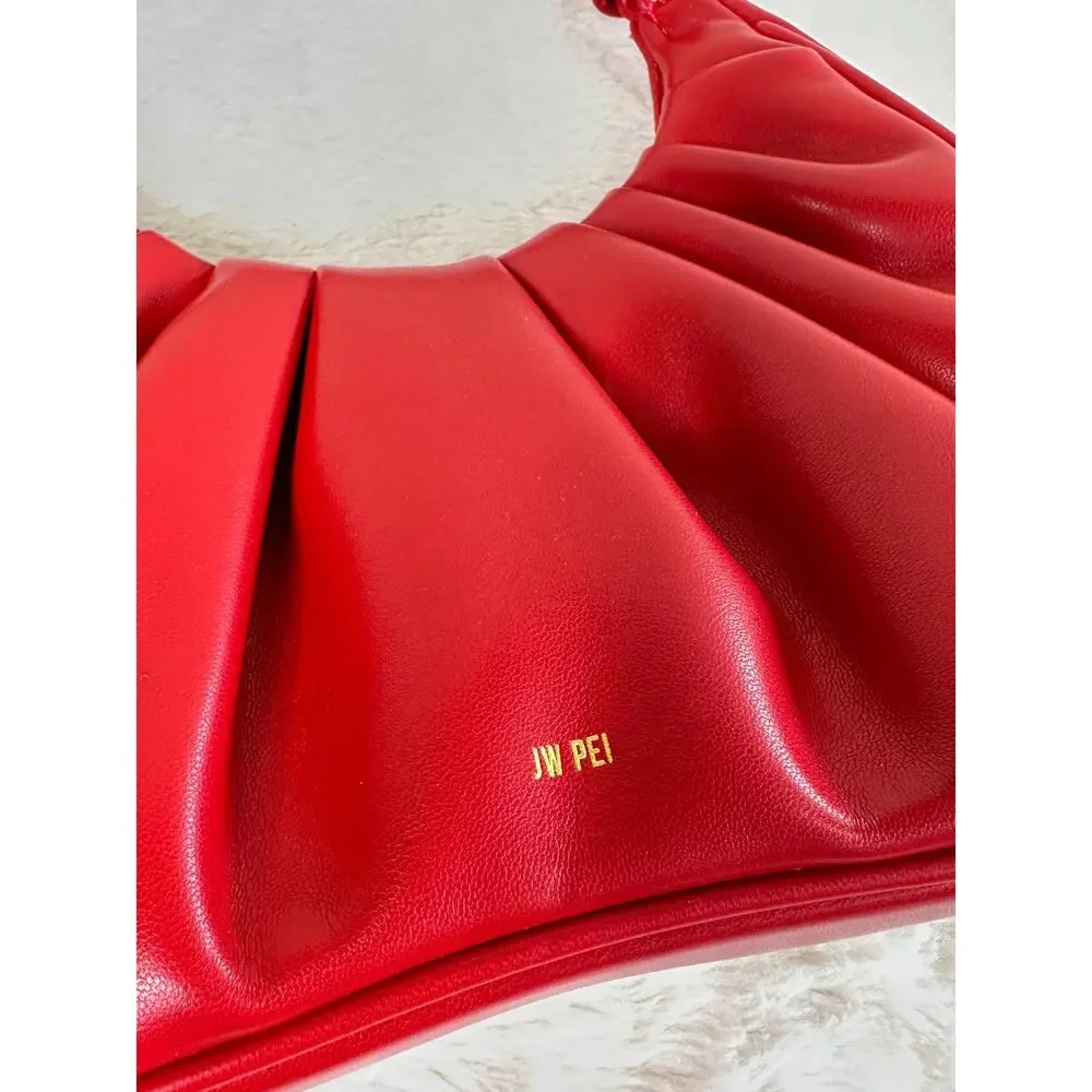 ANTHROPOLOGIE x JW PEI Gabbi Ruched Hobo Bag Poppy Red $119